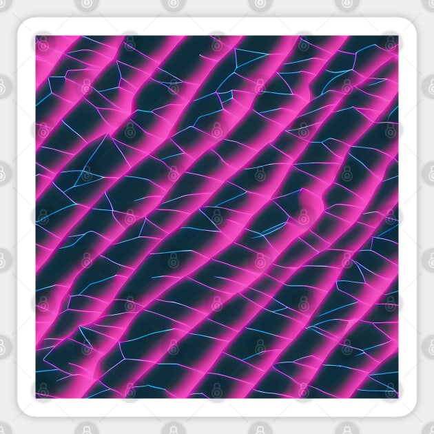 Electrifying Lines - pink and blue lines on black background Sticker by Artilize